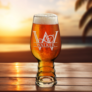 Personalized Fancy Split Monogram on 18oz IPA Beer Glass