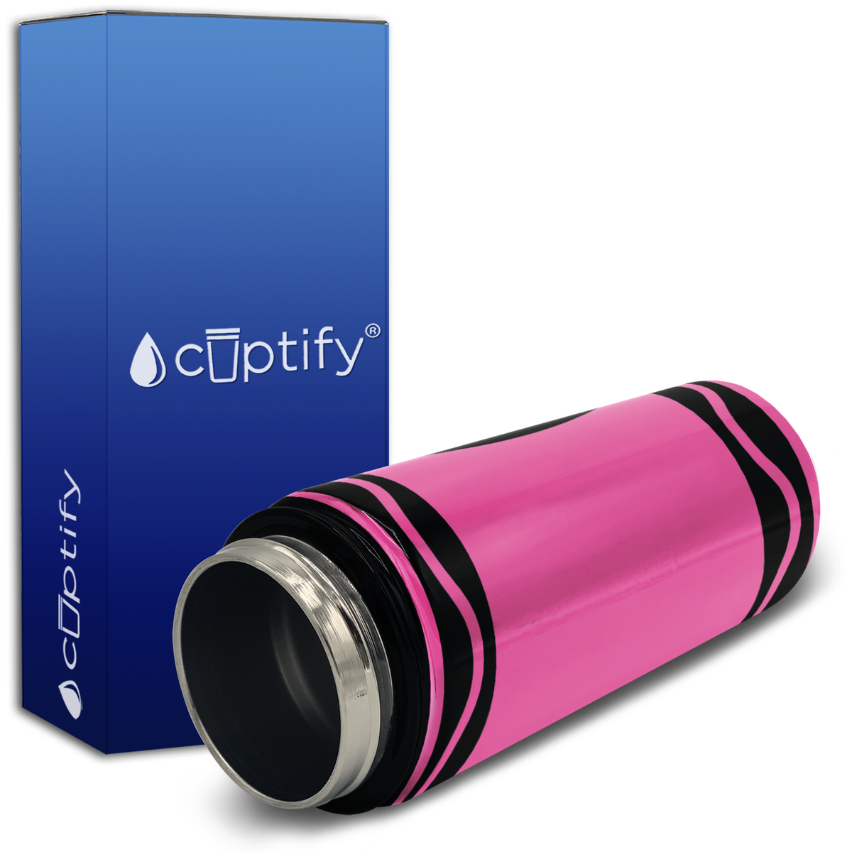 Personalized Hot Pink Crayon with Name 18oz Kids Water Bottle