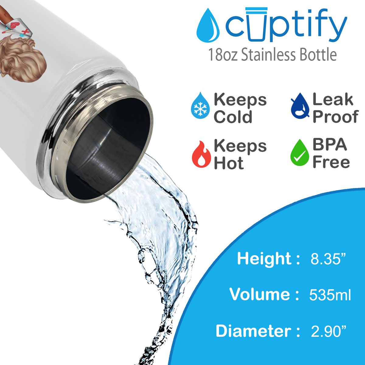 Personalized Nurse Limited Edition 18oz Water Bottle