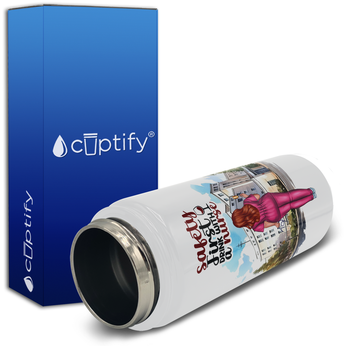 Personalized Safety First, Drink With a Nurse 18oz Water Bottle