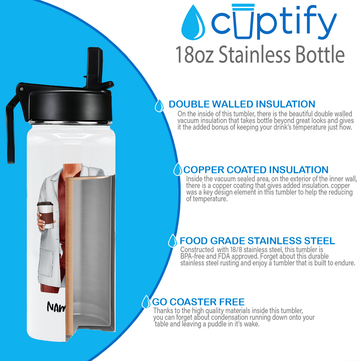 Personalized But Did You Die 18oz Water Bottle