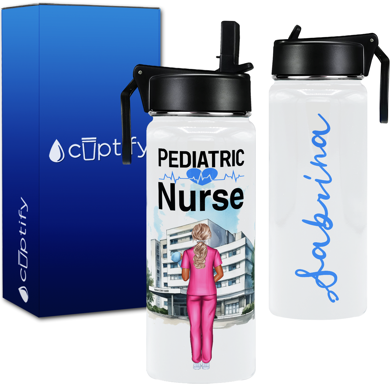Personalized Pediatric Nurse 18oz Water Bottle