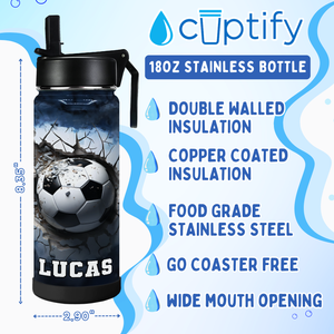 Personalized Soccer Ball Power Strike with Name 18oz Kids Water Bottle