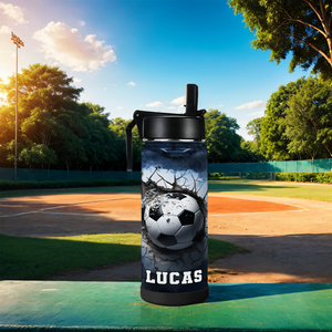 Personalized Soccer Ball Power Strike with Name 18oz Kids Water Bottle