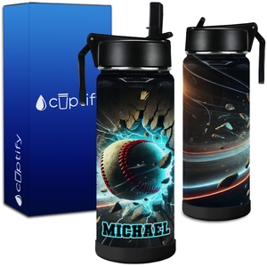 Personalized Baseball Breakthrough with Name 18oz Kids Water Bottle