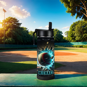 Personalized Baseball Breakthrough with Name 18oz Kids Water Bottle