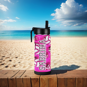 Personalized Basketball Power Play with Name 18oz Kids Water Bottle