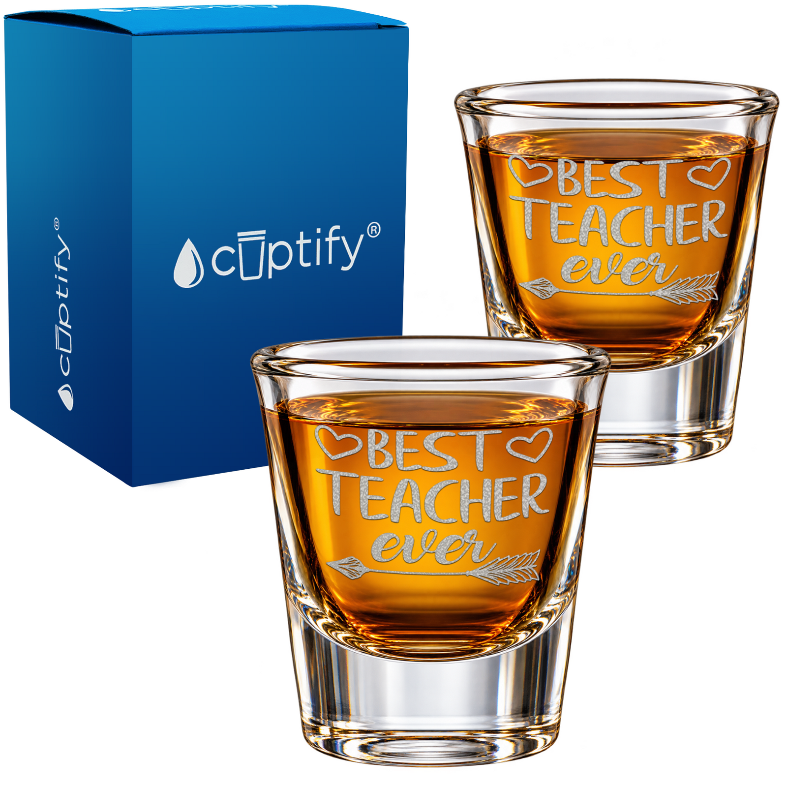 Best Teacher Ever Arrow on Shot Glass