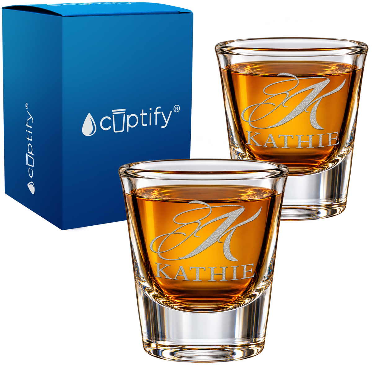 Script Monogram Initial and Name Shot Glass