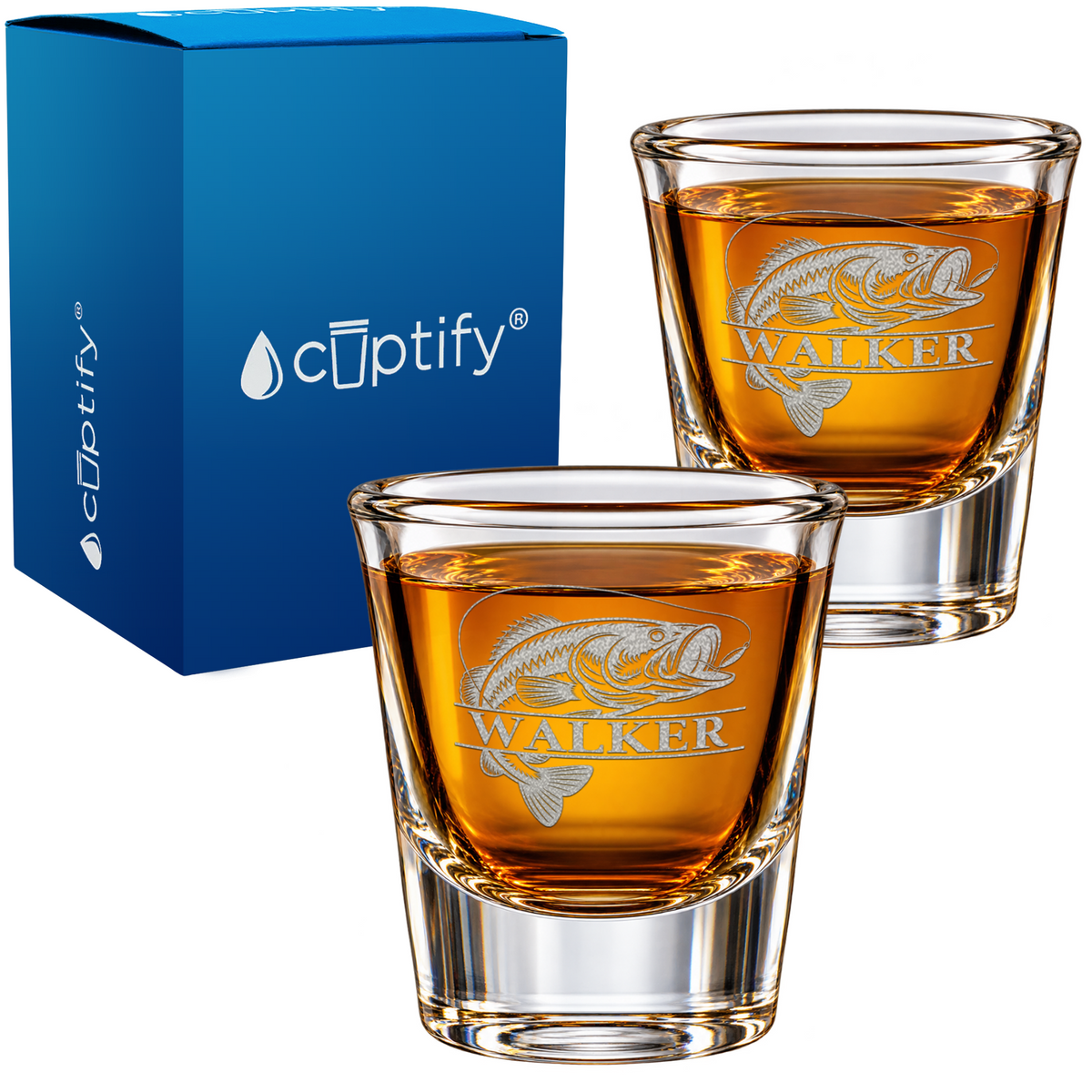 Bass Fishing Monogram Shot Glass