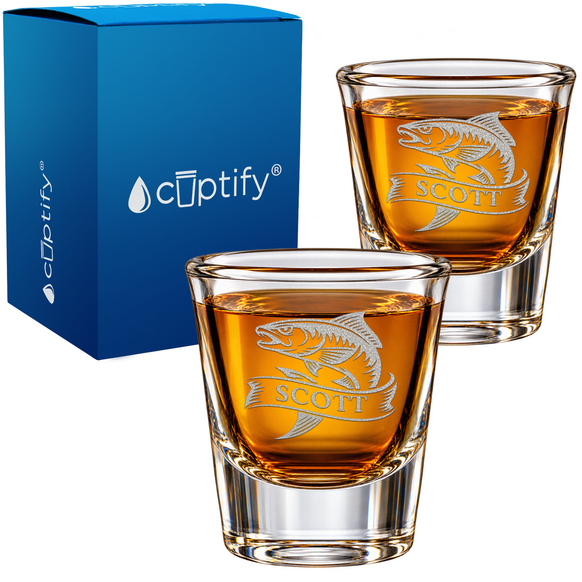 Personalized Trophy Fish Banner Shot Glass