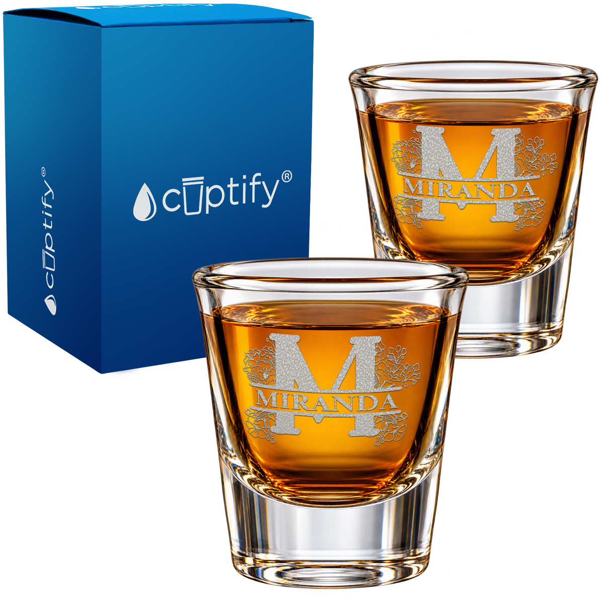 Babys Breath Split Monogram Shot Glass