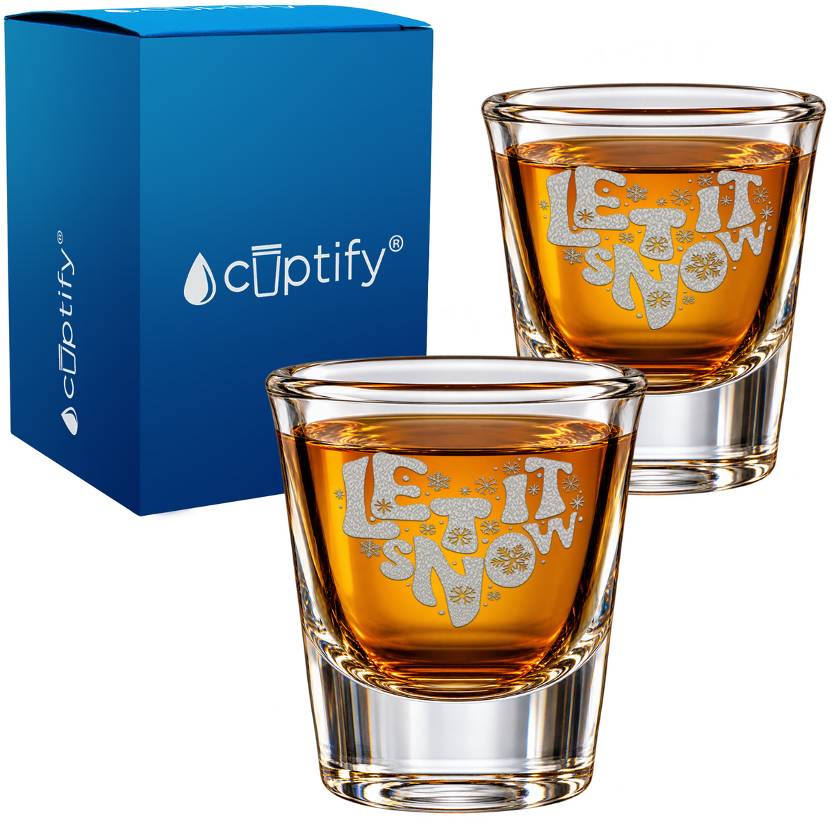 Let it Snow Heart on Shot Glass