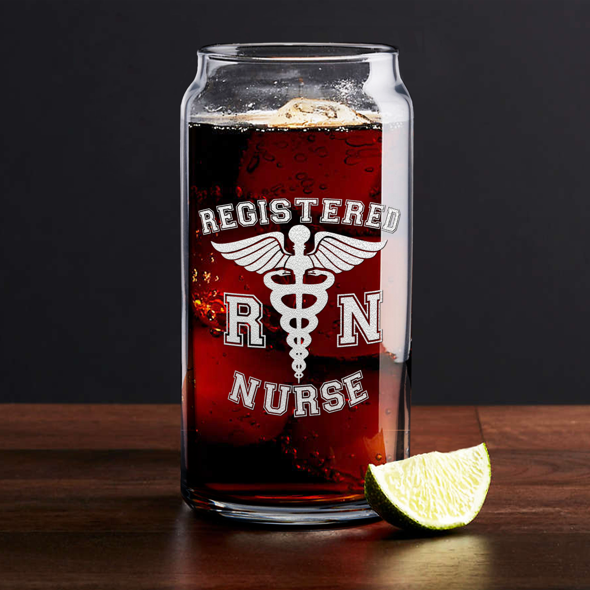 RN Registered Nurse on 20oz Beer Can Glass