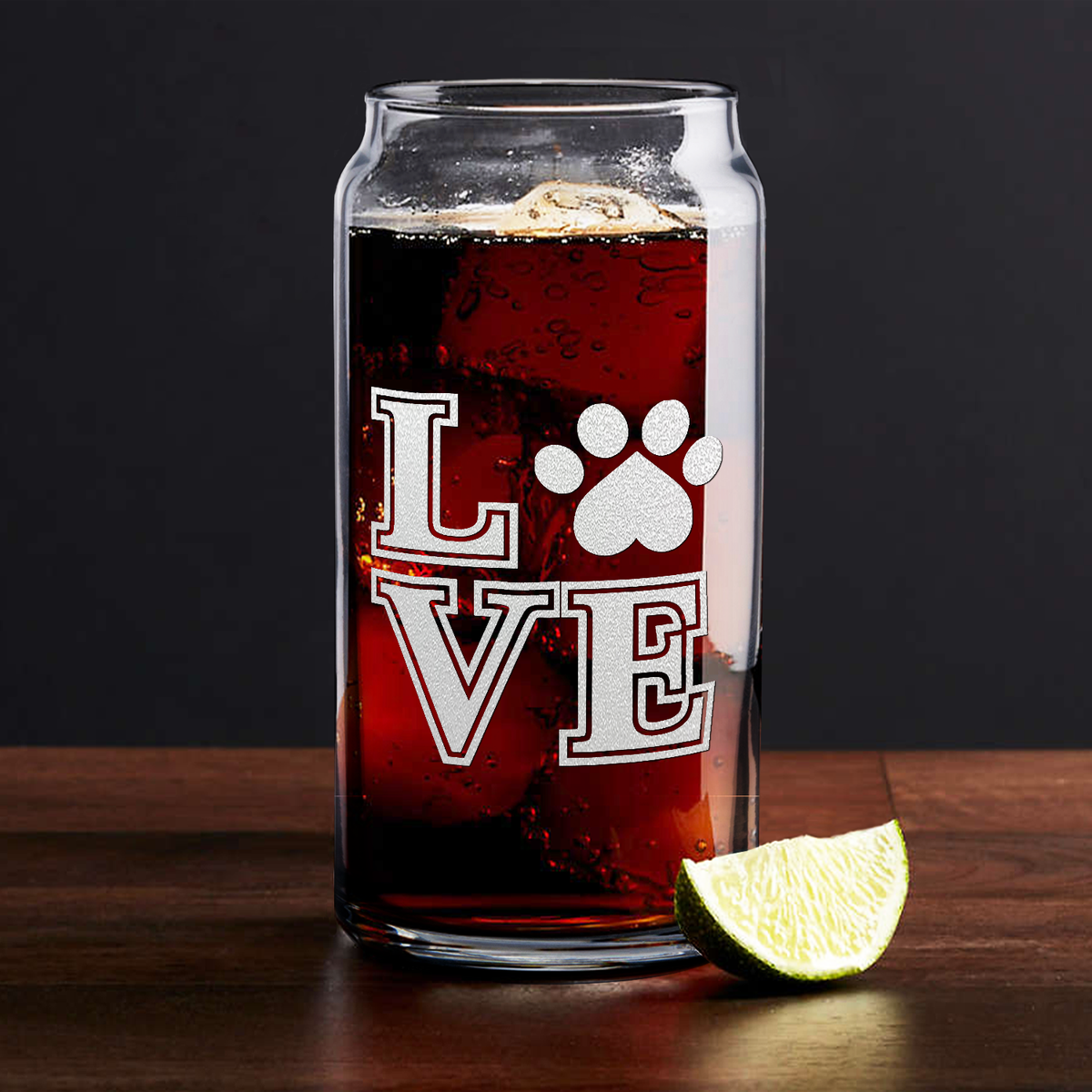 Love Dogs Paw Print Beer Can Glass