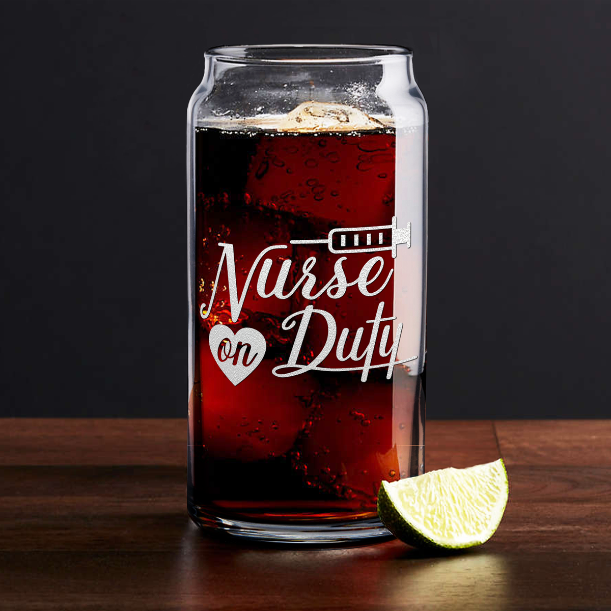 Nurse on Duty on 20oz Beer Can Glass