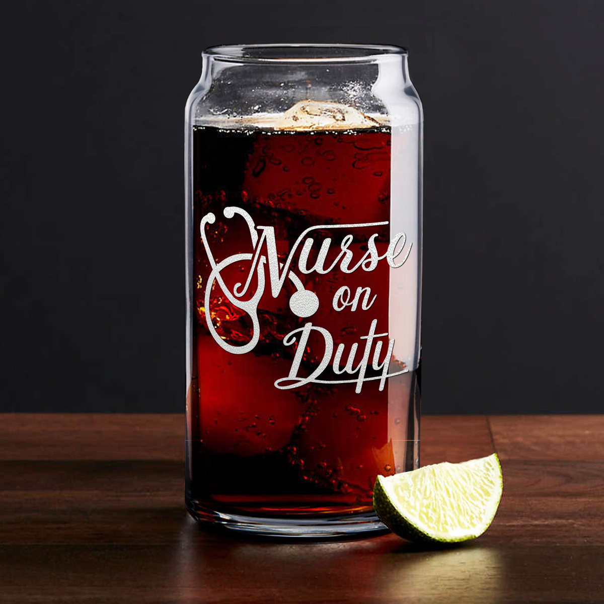 Nurse on Duty Stethoscope on 20oz Beer Can Glass