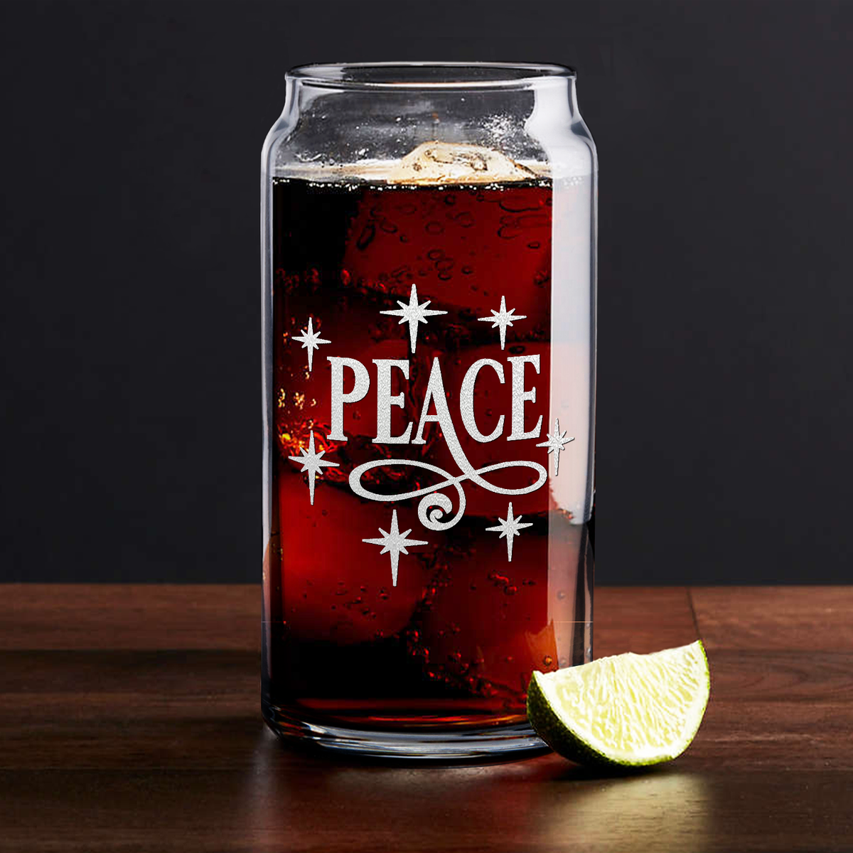 Peace on 20oz Beer Can Glass