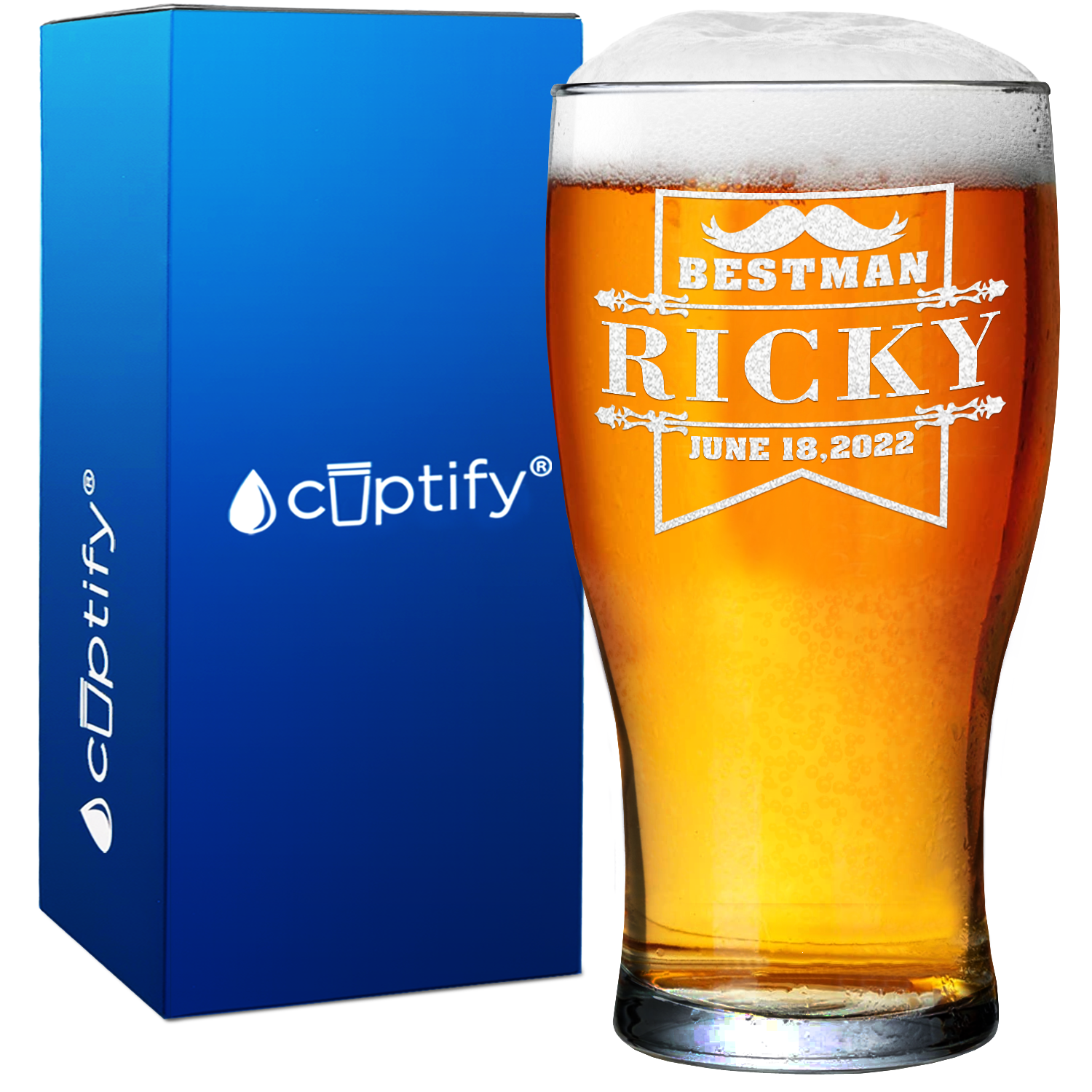 Personalized Best Man Beer Pub Glass