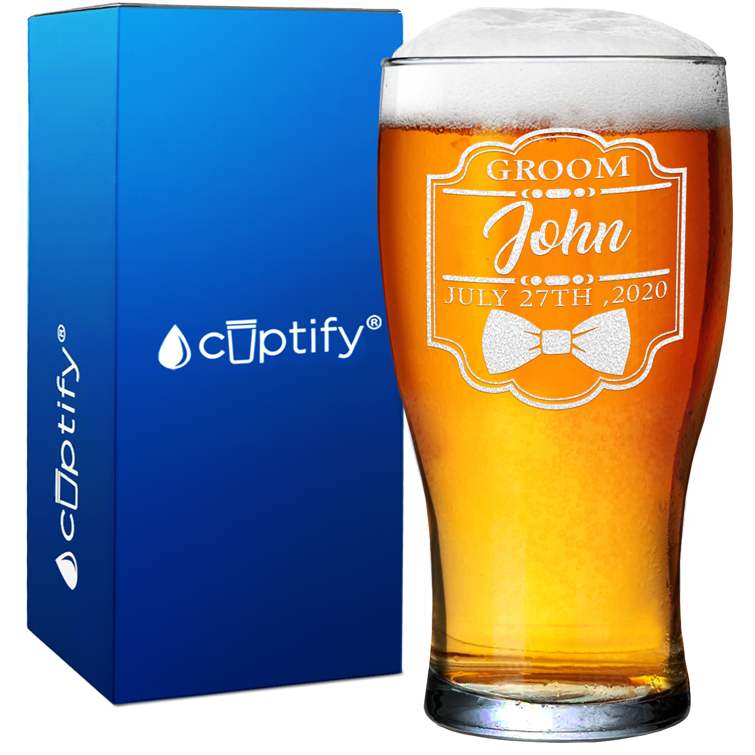 Personalized Groom Beer Pub Glass