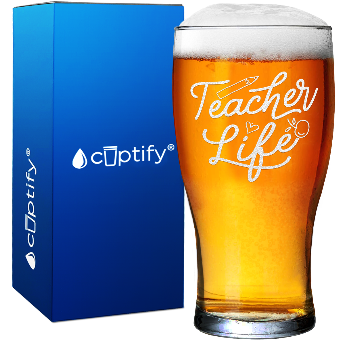 Teacher Life on 20oz Beer Pub Glass