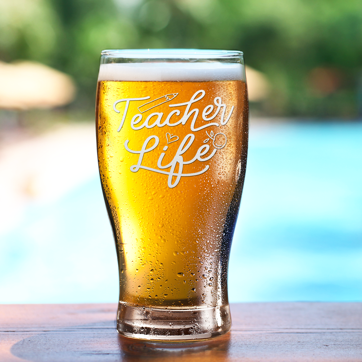 Teacher Life on 20oz Beer Pub Glass