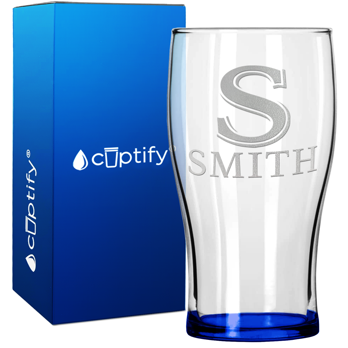 Personalized Monogram Initial and Name 20oz Beer Pub Glass