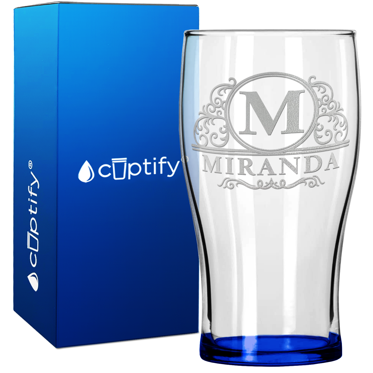 Personalized Elaborate Circle 20oz Beer Pub Glass