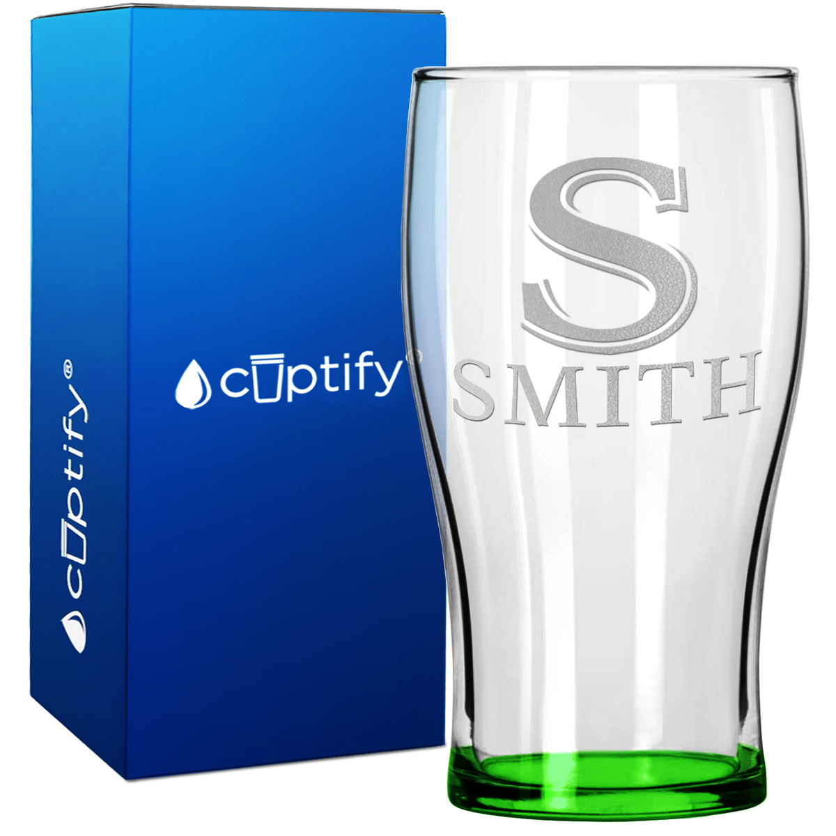 Personalized Monogram Initial and Name 20oz Beer Pub Glass