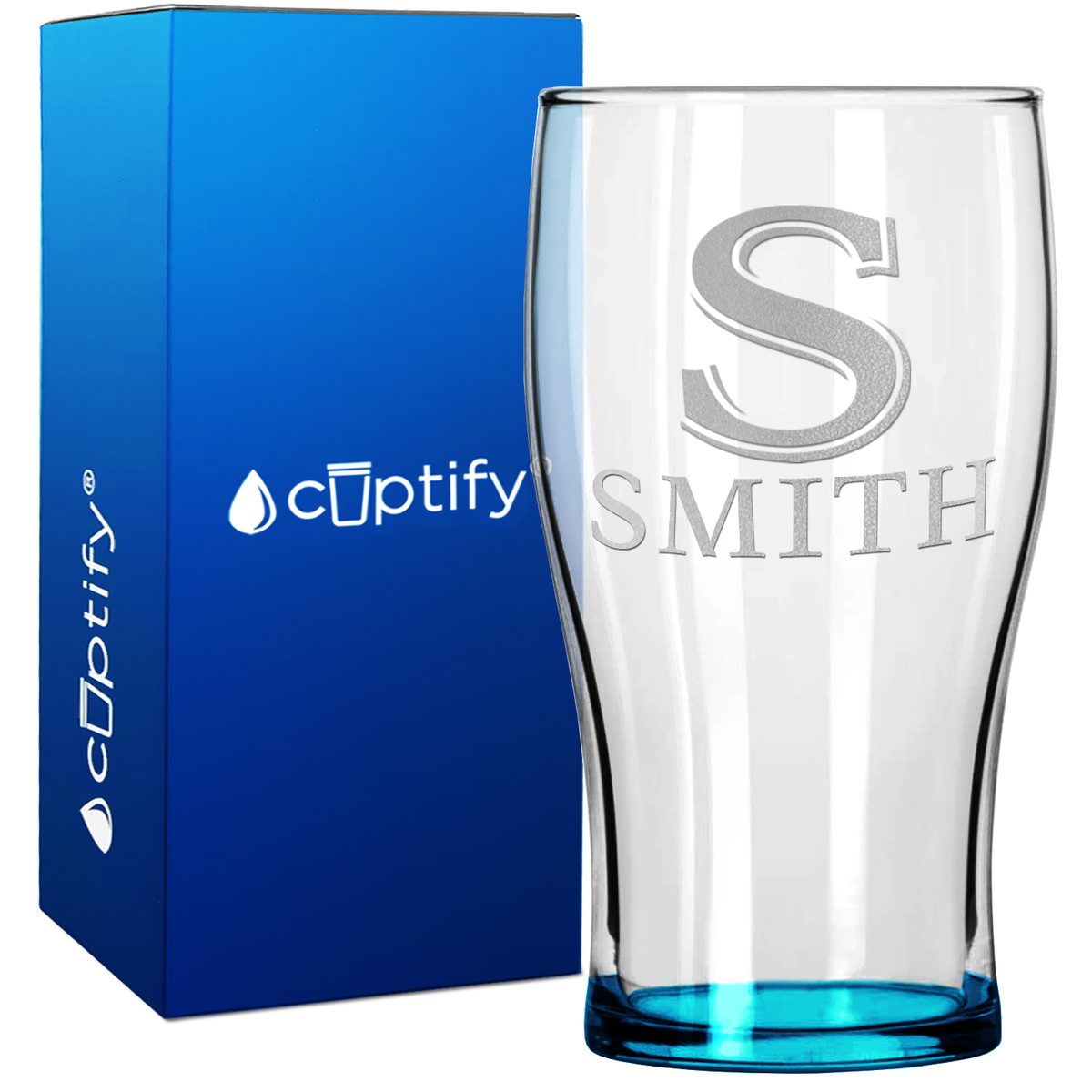 Personalized Monogram Initial and Name 20oz Beer Pub Glass