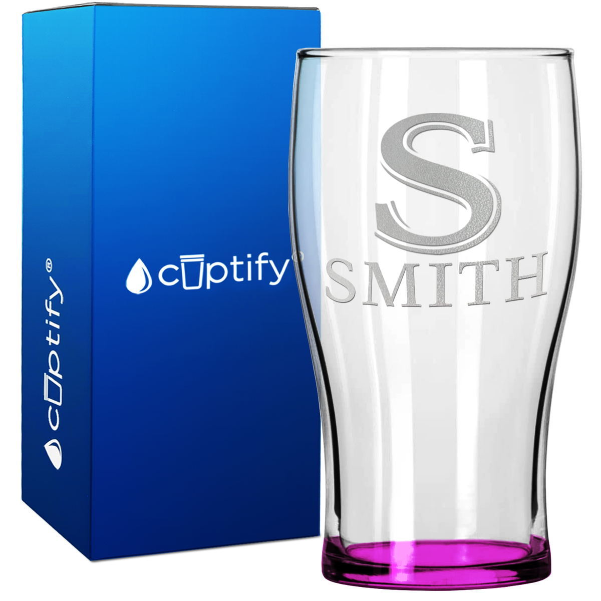 Personalized Monogram Initial and Name 20oz Beer Pub Glass