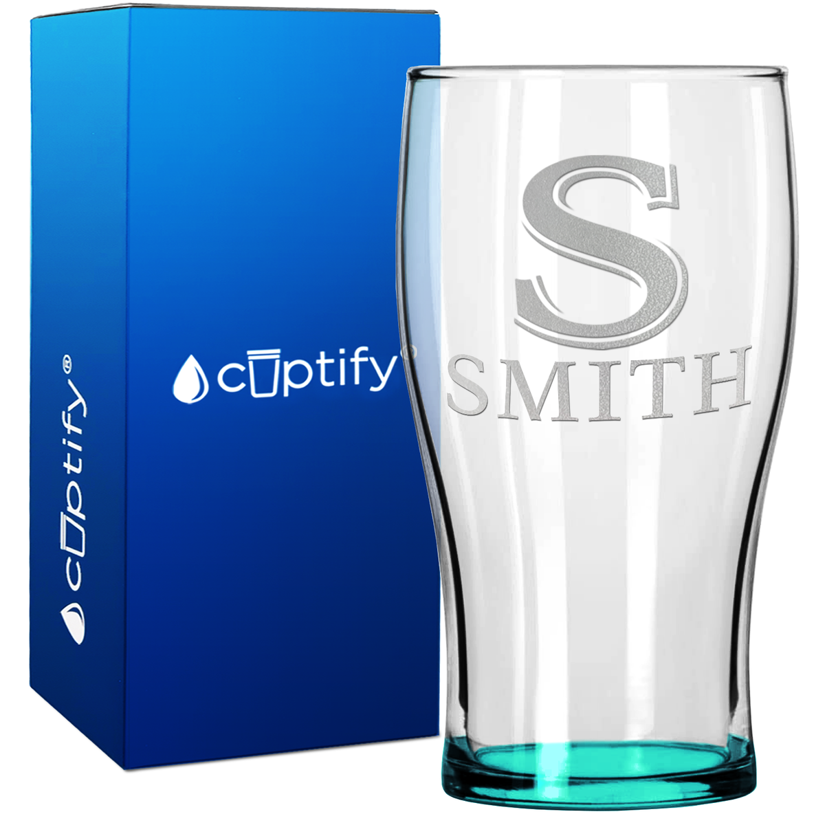 Personalized Monogram Initial and Name 20oz Beer Pub Glass