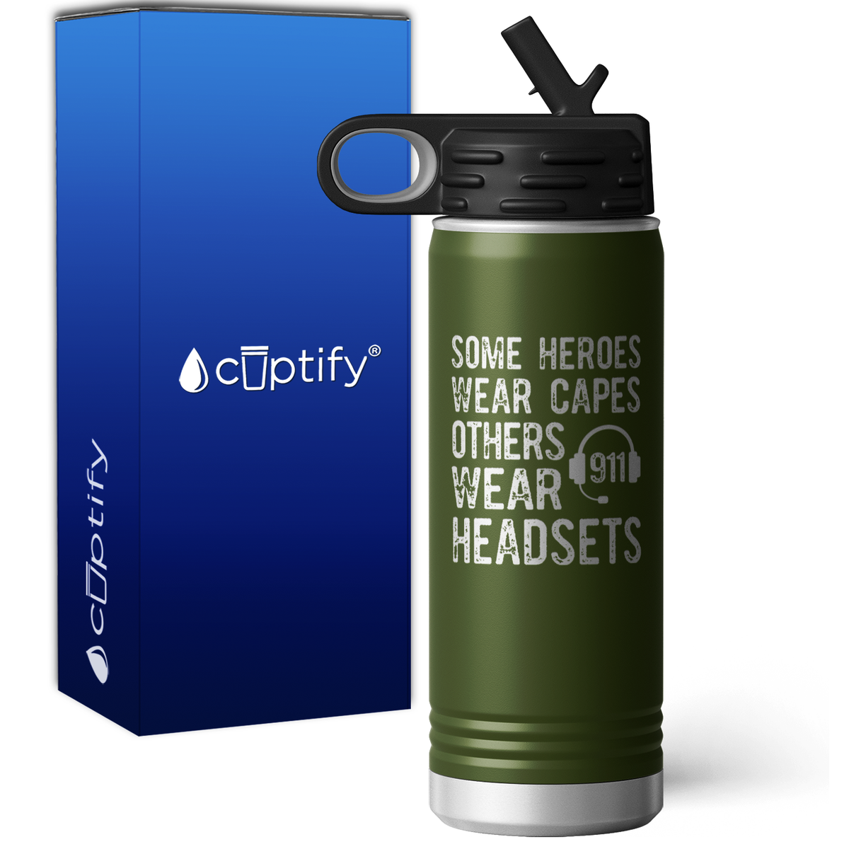 Some Heroes Wear Capes Others Wear Headsets 20oz Sport Water Bottle