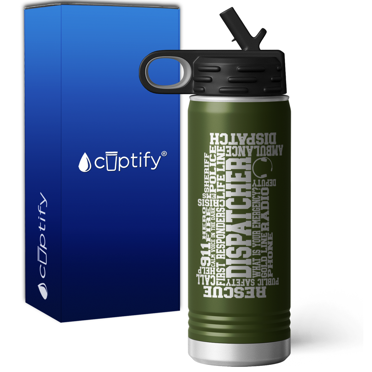 Dispatcher Word Art 20oz Sport Water Bottle