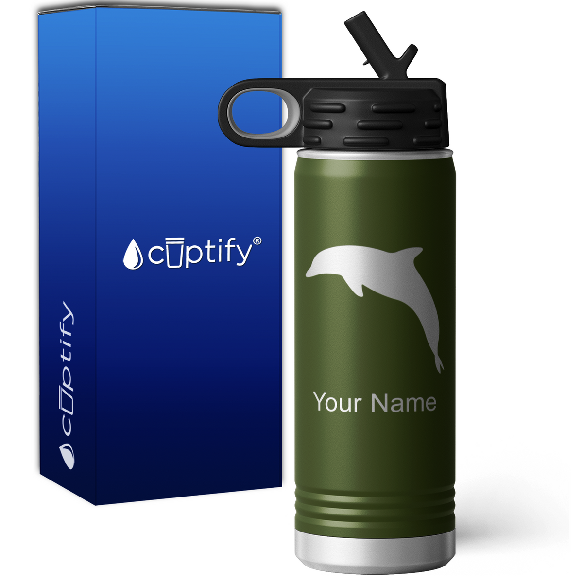 Jumping Dolphin Personalized 20oz Sport Water Bottle