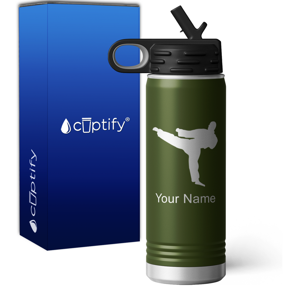 Karate Taekwondo Fighter Personalized 20oz Sport Water Bottle