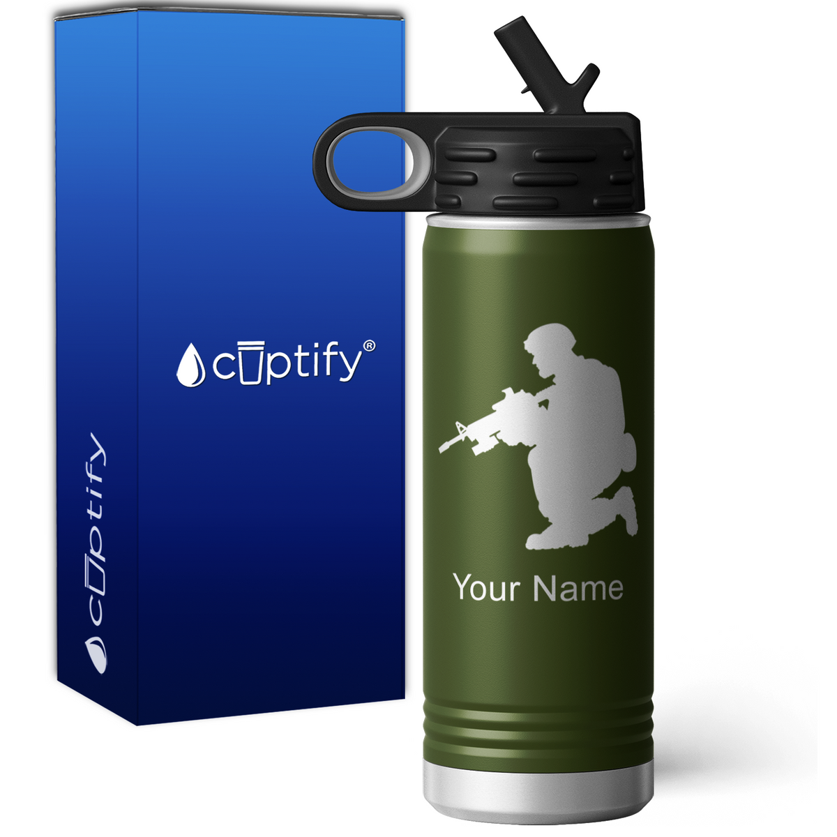 Soldier Combat Ready Personalized 20oz Sport Water Bottle
