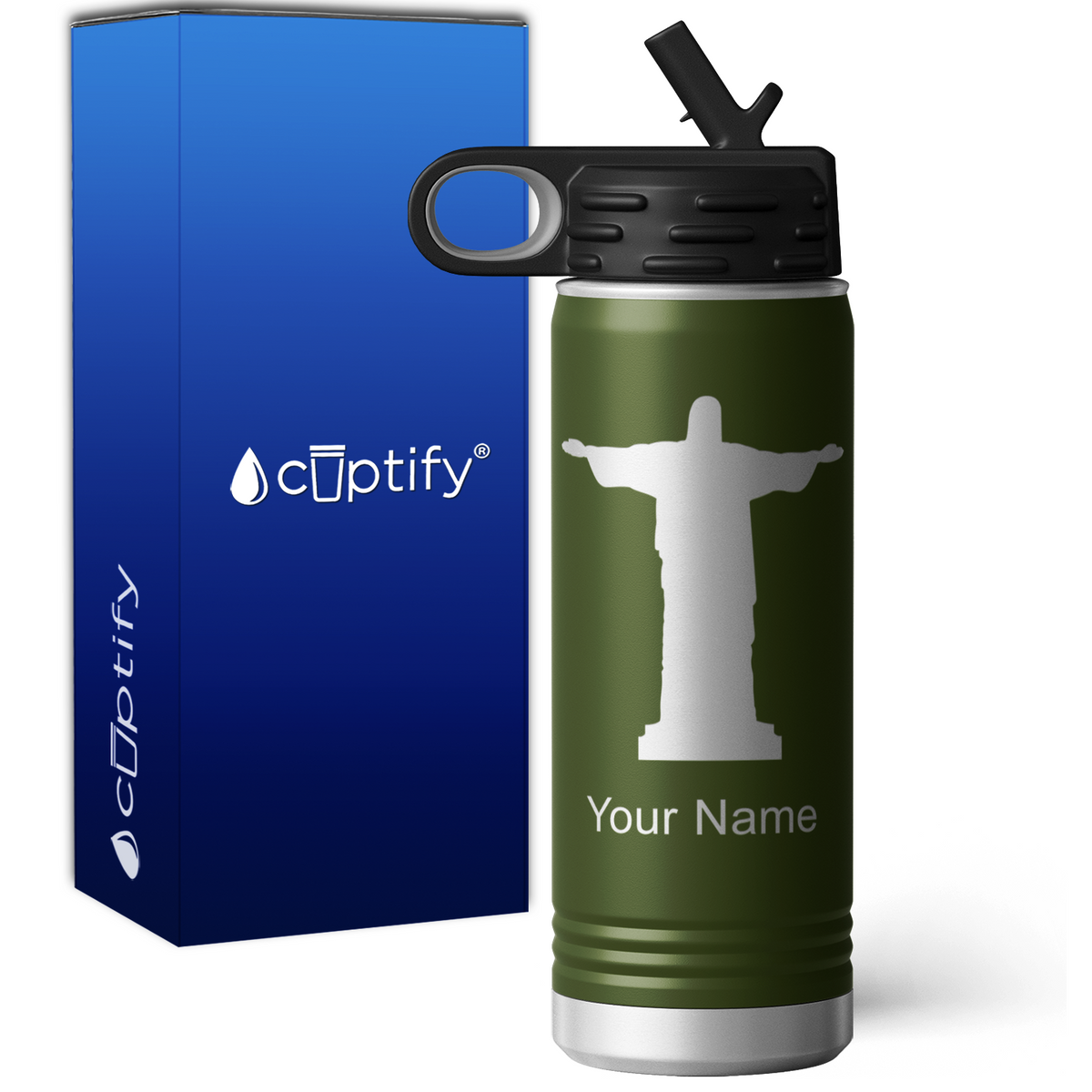 Christ the Redeemer Personalized 20oz Sport Water Bottle