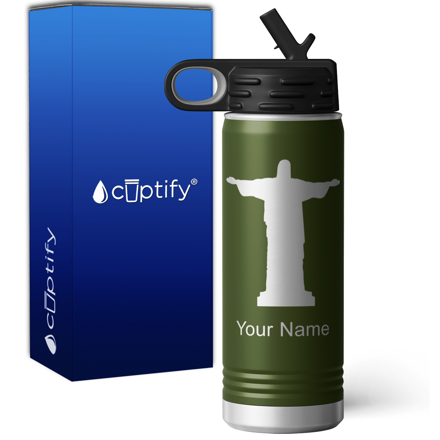 Christ the Redeemer Personalized 20oz Sport Water Bottle