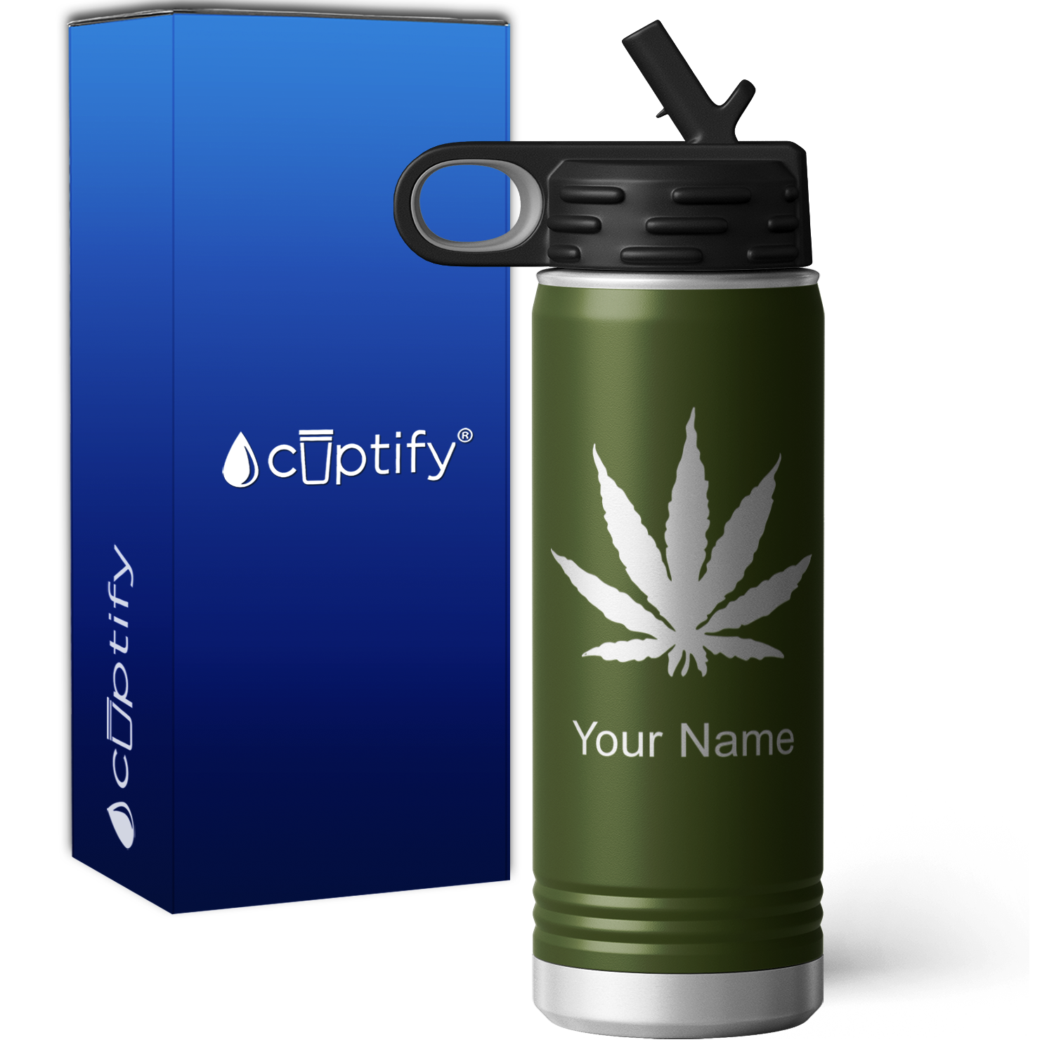 Marijuana Leaf Personalized 20oz Sport Water Bottle