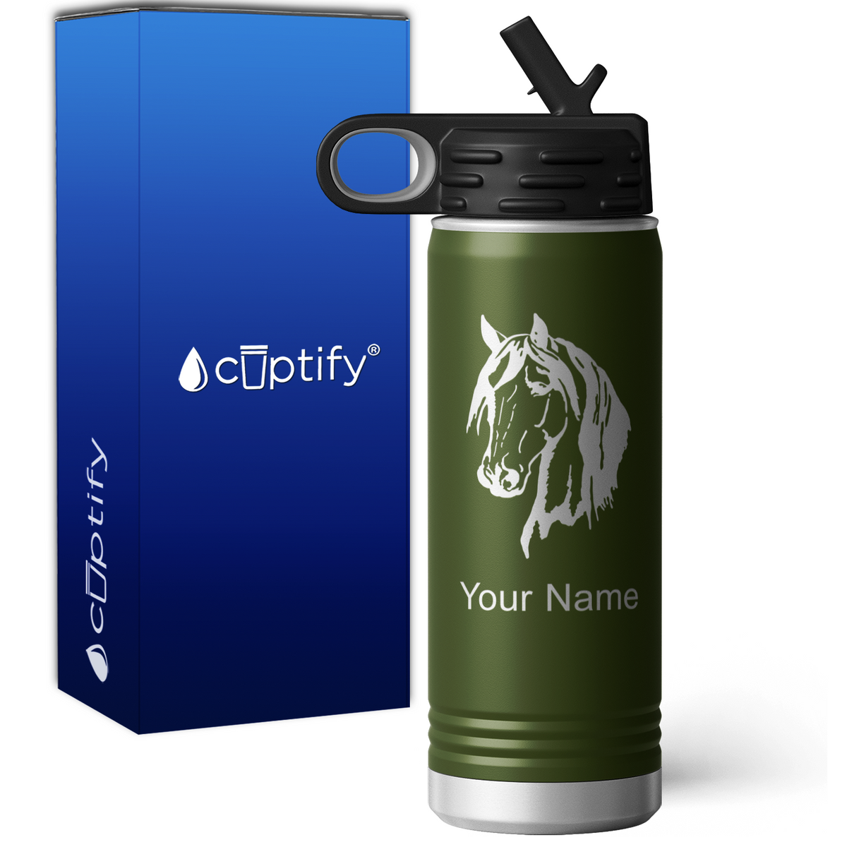 Horse Head Personalized 20oz Sport Water Bottle