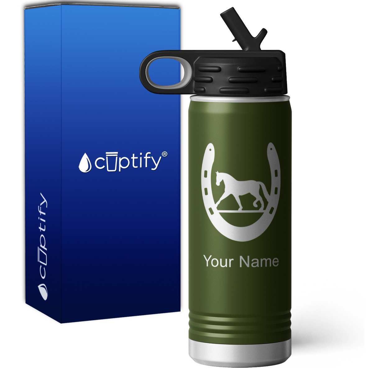 Horse Shoe Personalized 20oz Sport Water Bottle