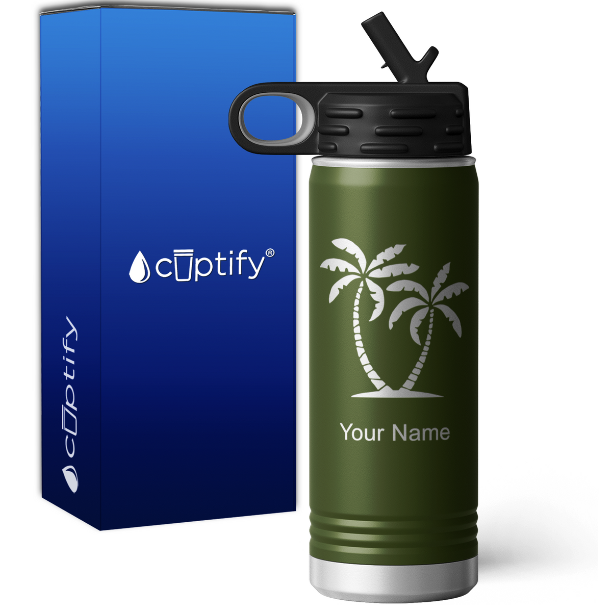 Palm Trees Personalized 20oz Sport Water Bottle