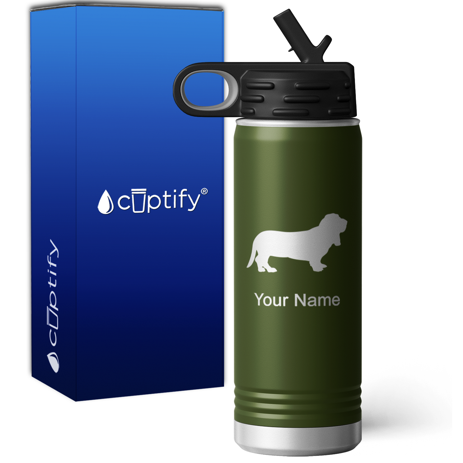 Basset Hound Personalized 20oz Sport Water Bottle
