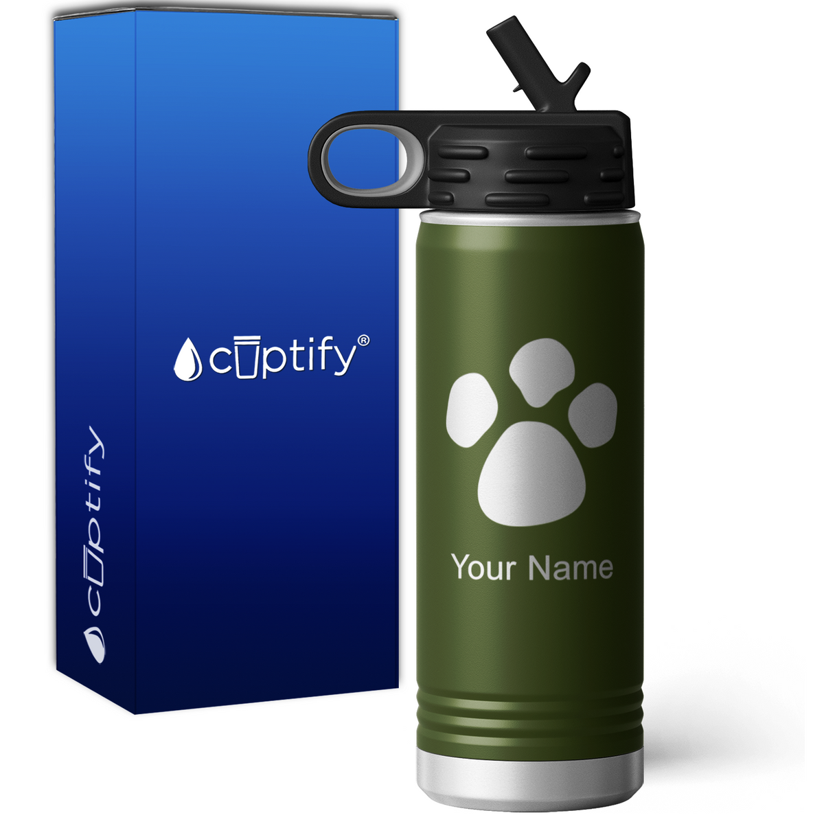 Paw Print Personalized 20oz Sport Water Bottle