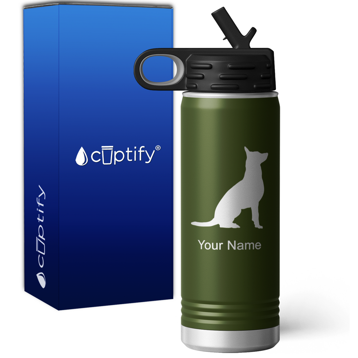 German Shepherd Personalized 20oz Sport Water Bottle