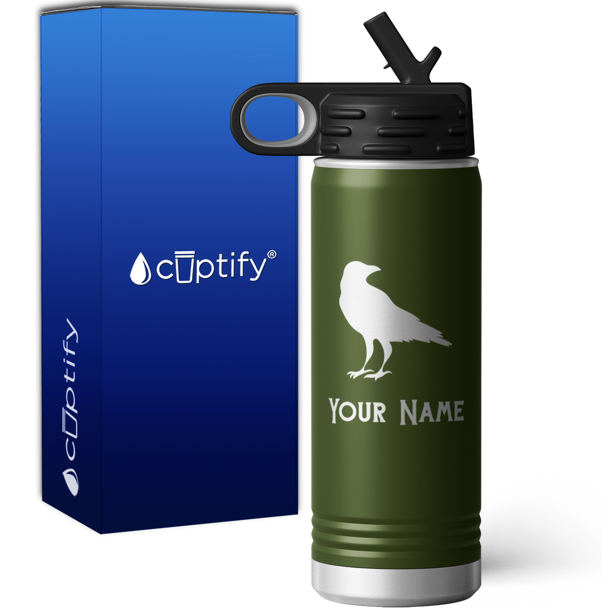 Black Crow Personalized 20oz Sport Water Bottle