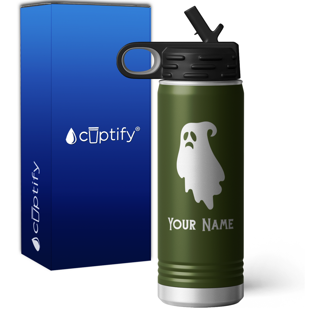 Sad Ghost Personalized 20oz Sport Water Bottle
