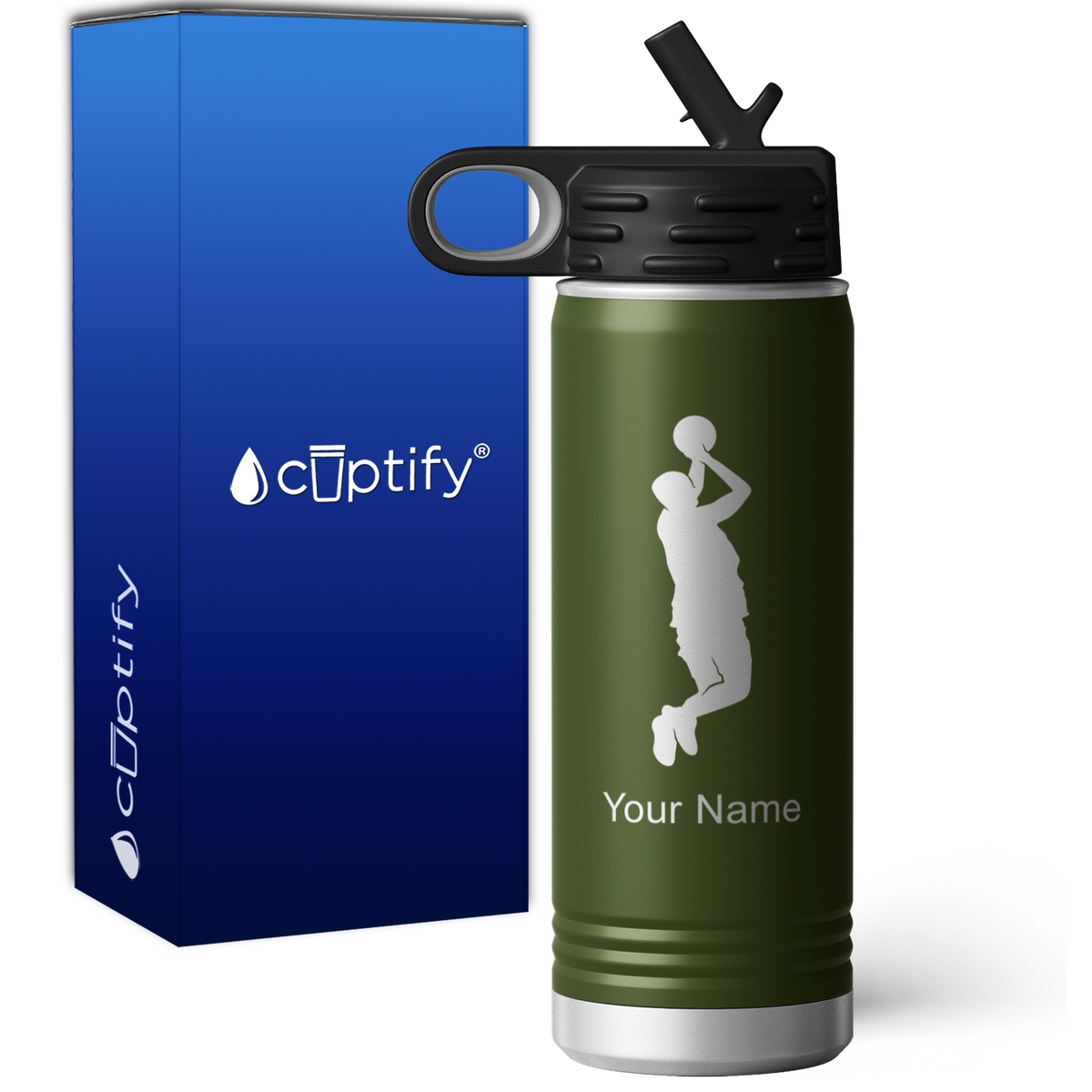 Bank Shot Basketball Player Personalized 20oz Sport Water Bottle