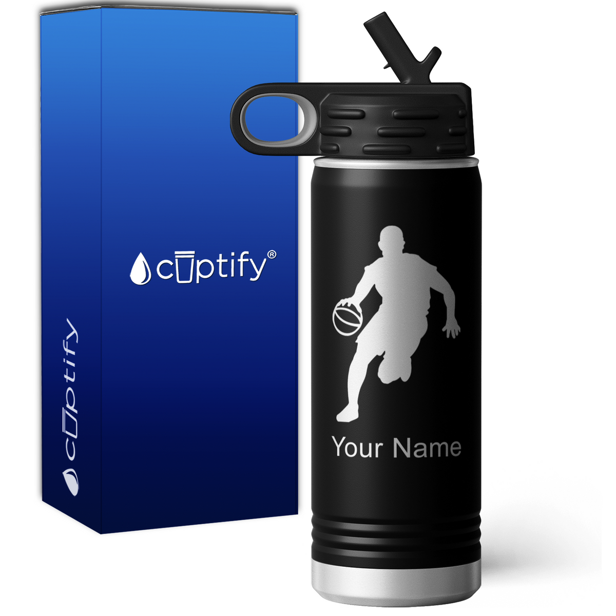 Dribbling Basketball Player Personalized 20oz Sport Water Bottle